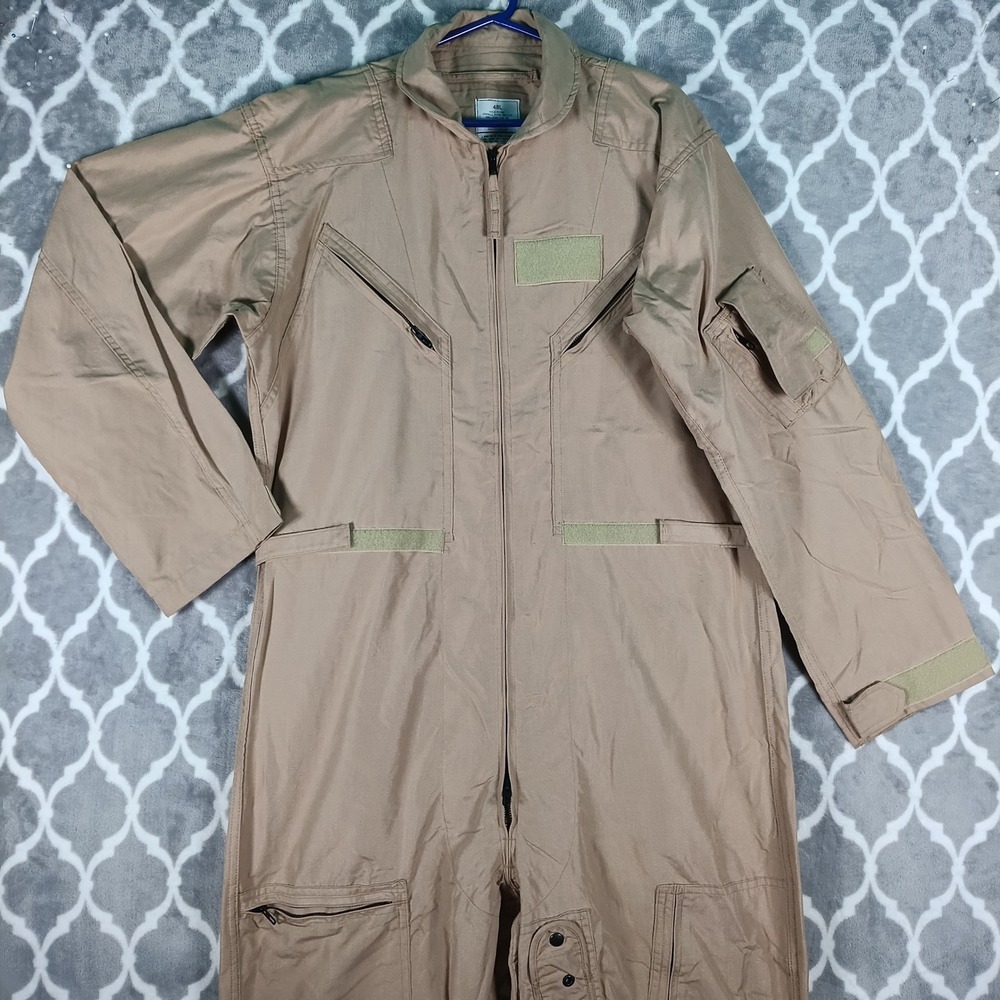 US Military CWU-27/P Flight Suit Mens 48L Tan 380 Aramid Flyers Coveralls UNWORN